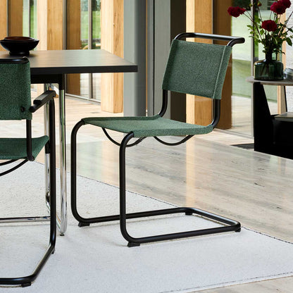 S33 V Soft Cantilever Side Chair | Cento Malachite Dark Green Fabric