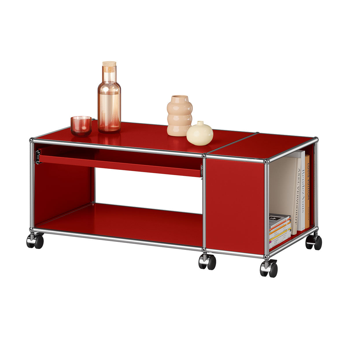 USM Haller Side Table with Shelf LB10 | Ruby Red