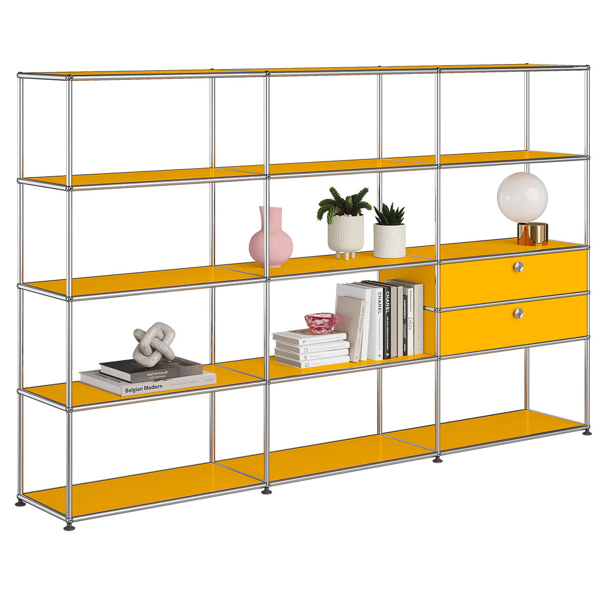 USM Haller Large Shelving Unit LB83 | Golden Yellow
