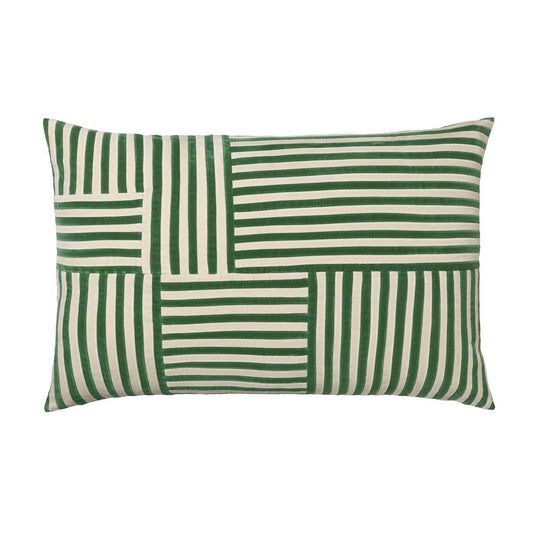 Ines Cushion | Basil and Dusty White