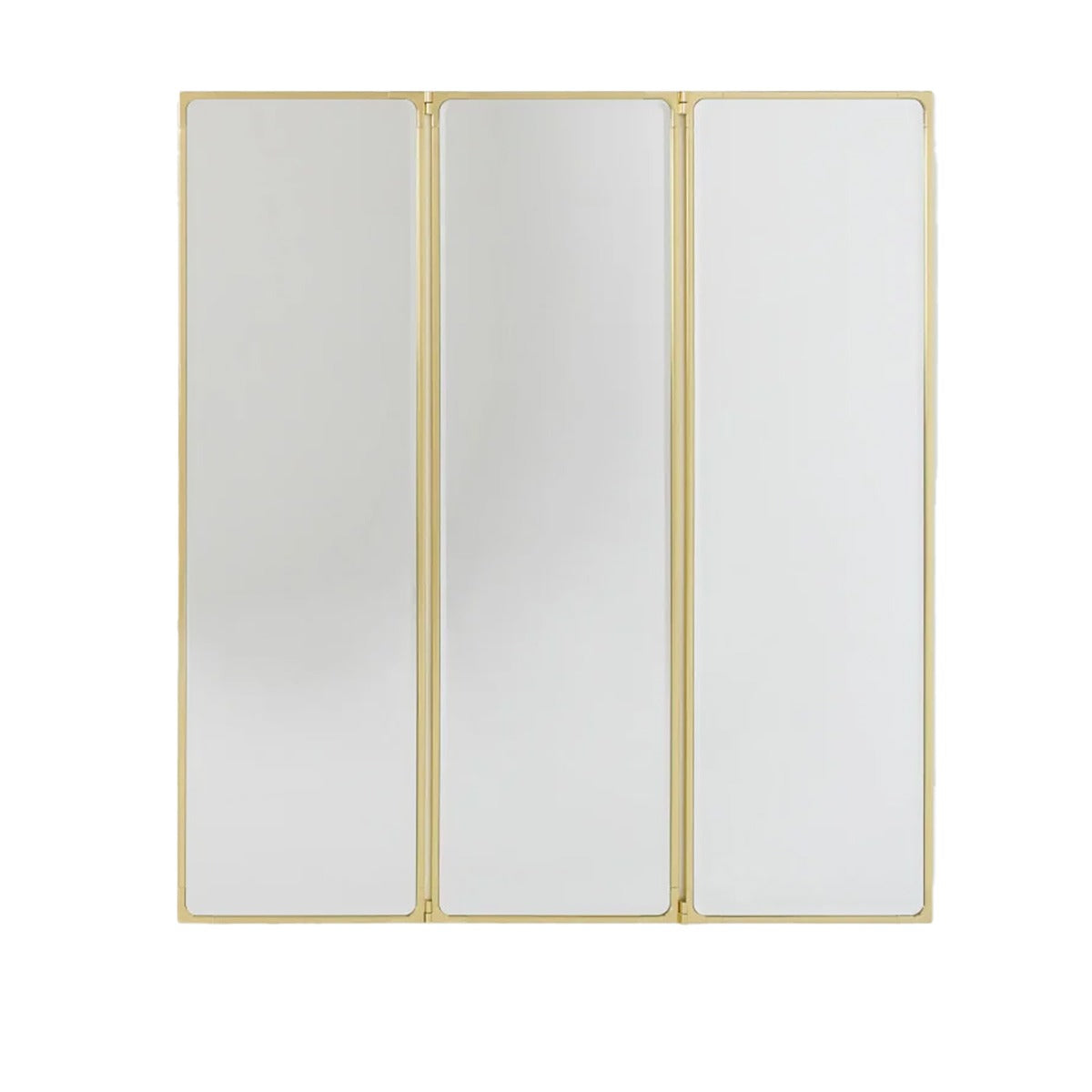 Como Mirror 3 Panel Tall | Glossy Brass Frame