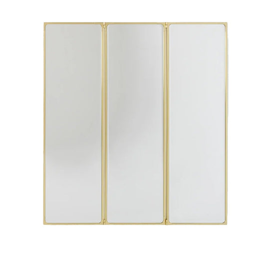Como Mirror 3 Panel Tall | Glossy Brass Frame