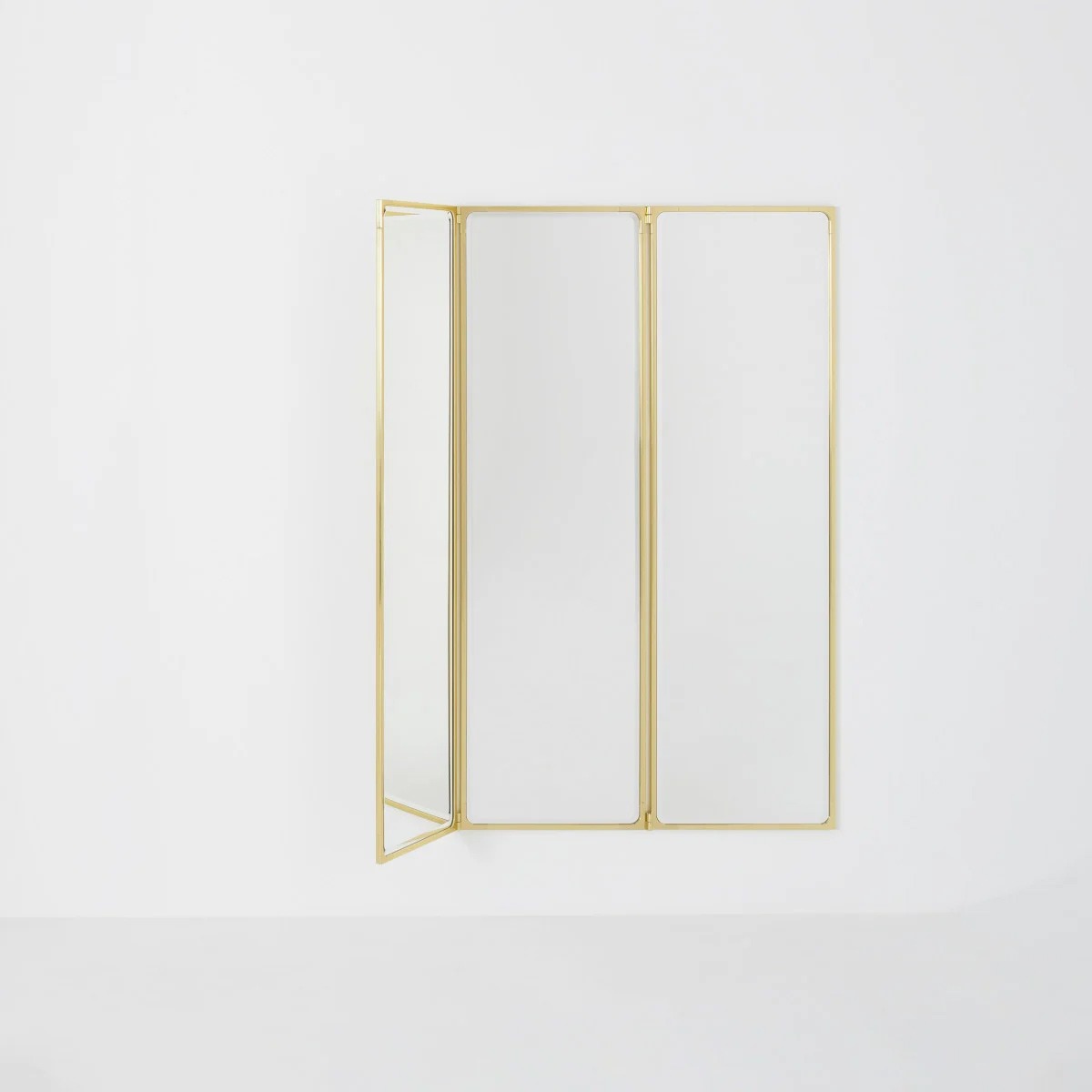 Como Mirror 3 Panel Tall | Glossy Brass Frame