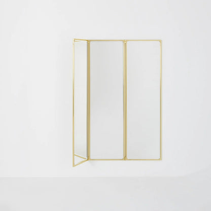 Como Mirror 3 Panel Tall | Glossy Brass Frame