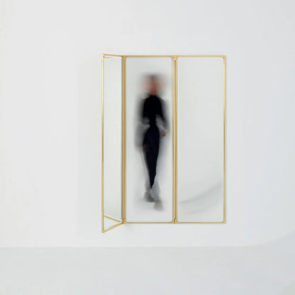 Como Mirror 3 Panel Tall | Glossy Brass Frame