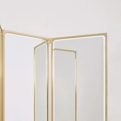 Como Mirror 3 Panel Tall | Glossy Brass Frame