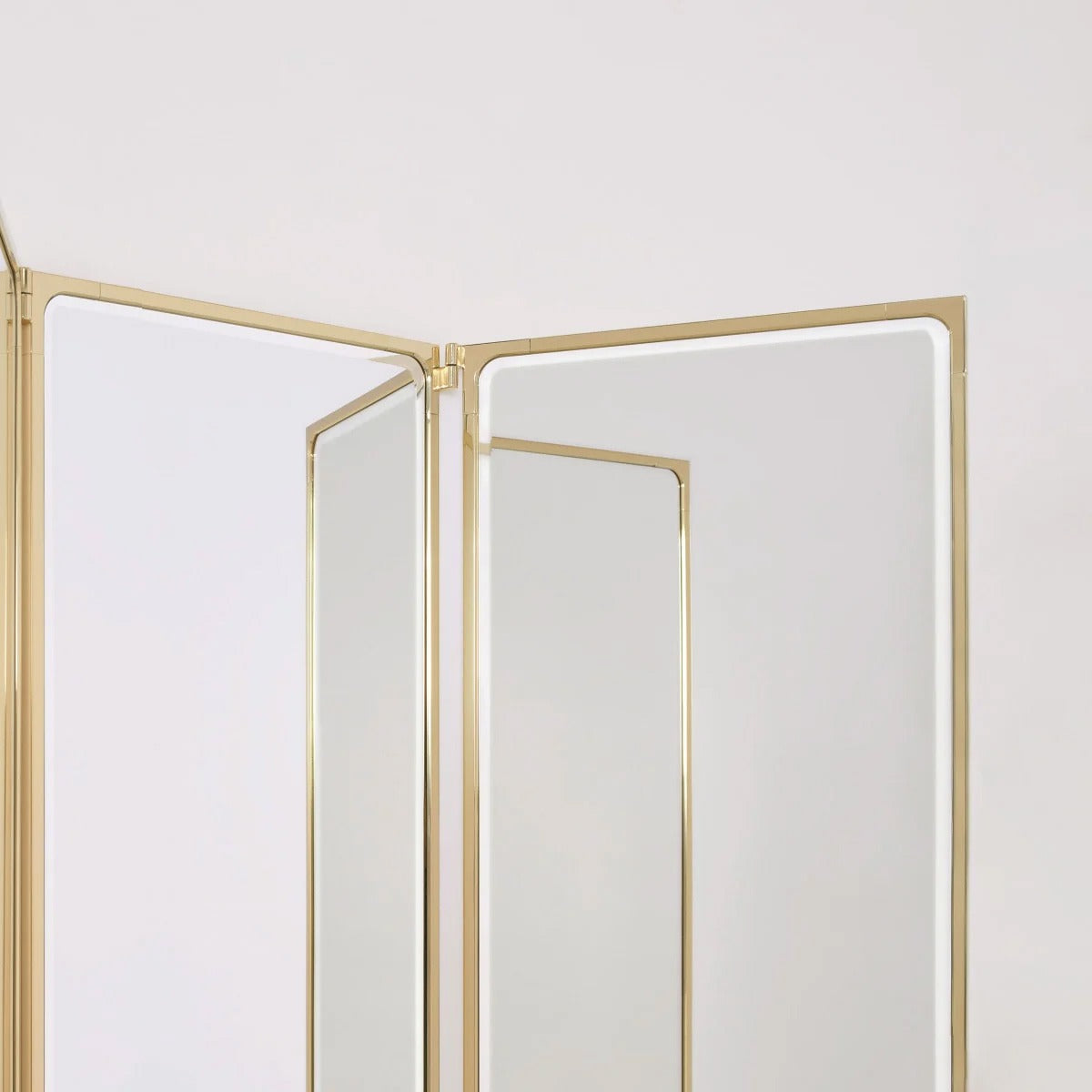 Como Mirror 3 Panel Tall | Glossy Brass Frame