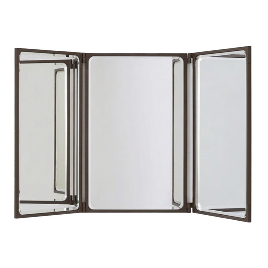 Como Mirror 3 Panel Short | Dark Brown Frame