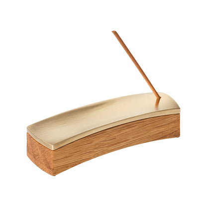 Ellipse Segment Incense Burner Set | White Oak and Brass