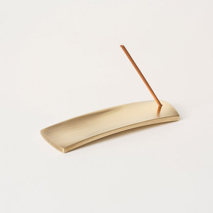 Ellipse Segment Incense Burner Set | White Oak and Brass
