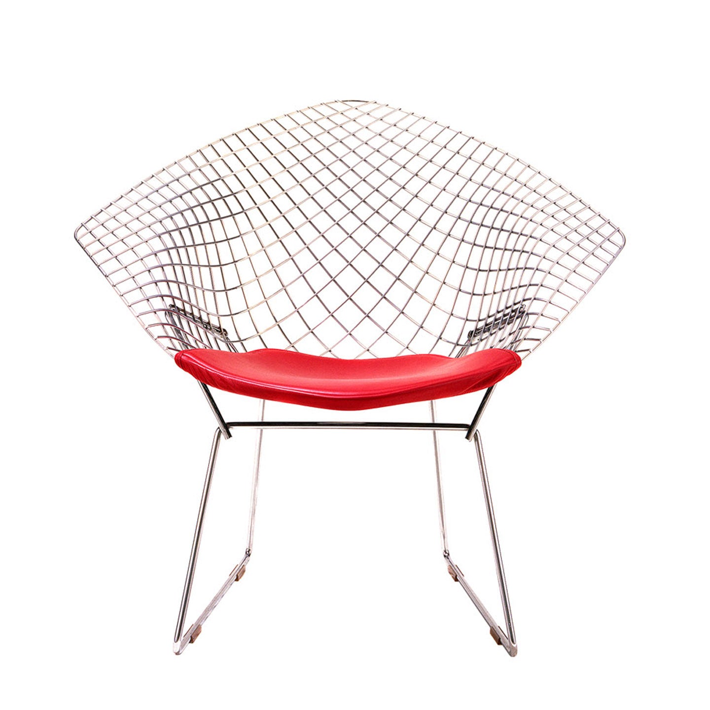 Bertoia Diamond Armchair | Red 'Tonus 3 130' Wool Seat Cushion