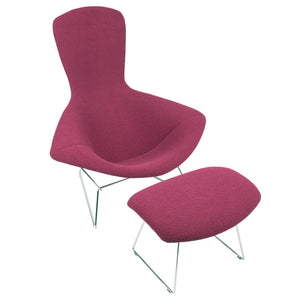 Bertoia Footstool | Divina 652 Light Burgundy Wool Upholstery