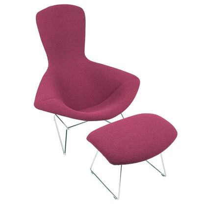 Bertoia Footstool | Dark Blue Hyle Fabric Upholstery