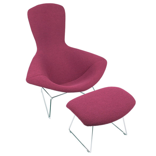 Bertoia Footstool | Dark Blue Hyle Fabric Upholstery