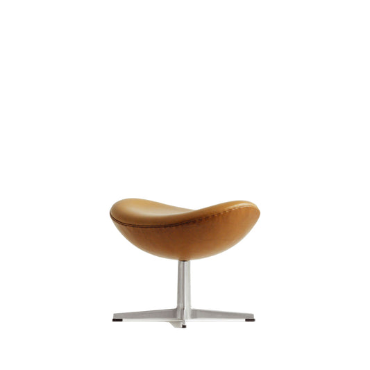Egg Footstool | Walnut Grace Leather Upholstery