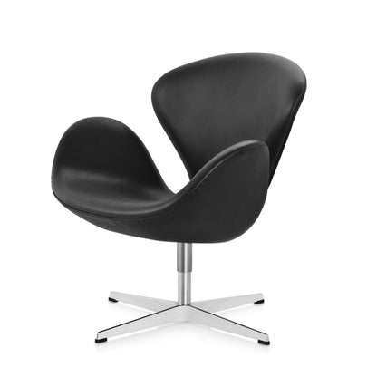 Swan Chair | Black Classic Leather Seat and Back