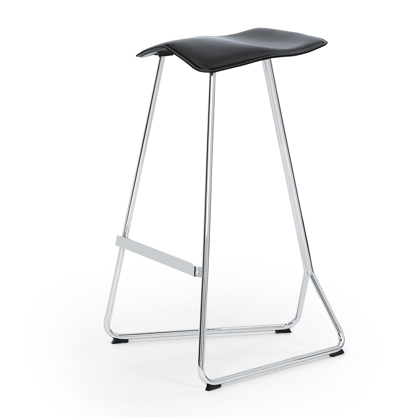 Triton Bar Stool | Black Leather Seat