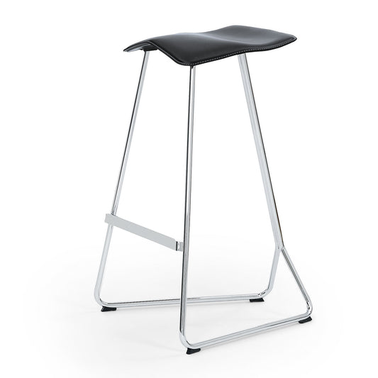 Triton Bar Stool | Black Leather Seat