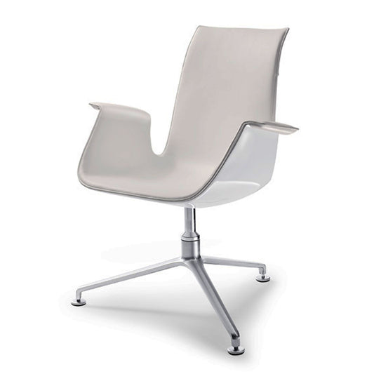 FK High Back Bucket Chair | White Congress 280 Leather White Plastic Shell