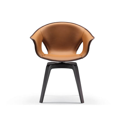 Ginger Swivel Armchair | Leather 01 Ivory Inner Shell
