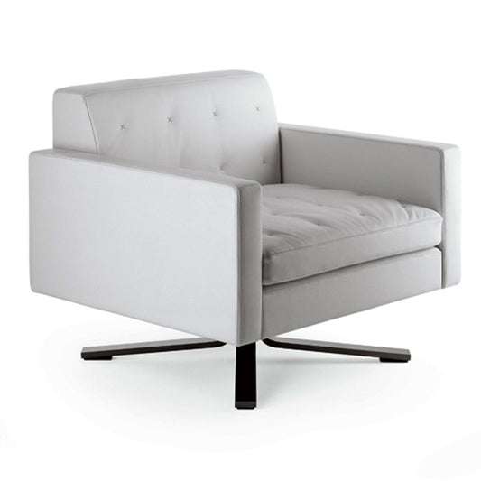 Kennedee Swivel Armchair | Leather 01 Avorio Ivory Upholstery