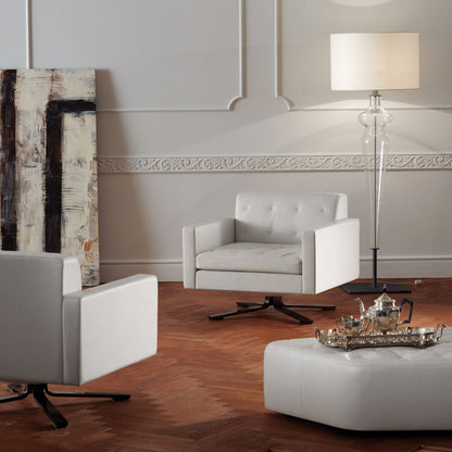 Kennedee Swivel Armchair | Leather 01 Avorio Ivory Upholstery