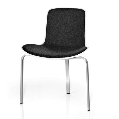 PK8 Chair | Black Leather with White Plastic Shell