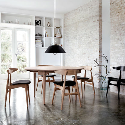 CH33 Chair Leather Seat | Seat in Loke Leather 7150 Black