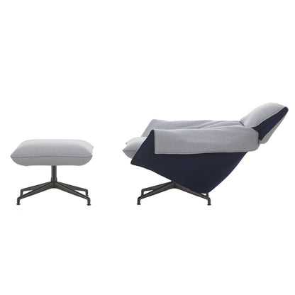 Bascule Highback & Ottoman | Light Lavender and Electric Blue Cento Upholstery