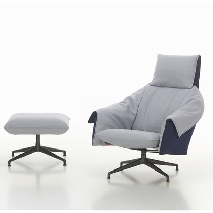Bascule Highback & Ottoman | Light Lavender and Electric Blue Cento Upholstery