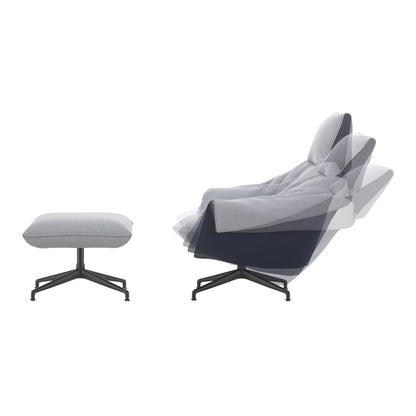 Bascule Highback & Ottoman | Light Lavender and Electric Blue Cento Upholstery