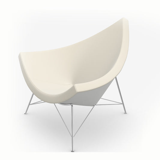 Coconut Chair | White Shell with Snow Leather Seat
