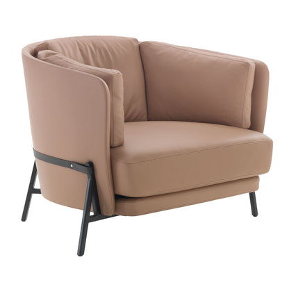 Cradle Love Cushion Armchair | Camel Giada Leather Upholstery