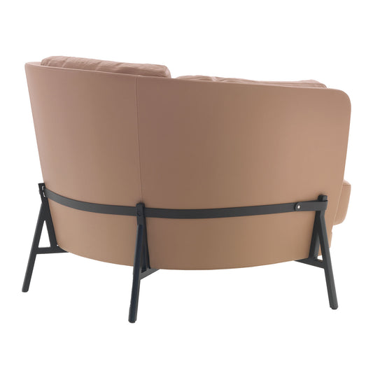 Cradle Love Cushion Armchair | Camel Giada Leather Upholstery