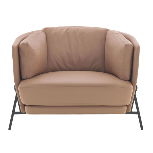 Cradle Love Cushion Armchair | Camel Giada Leather Upholstery