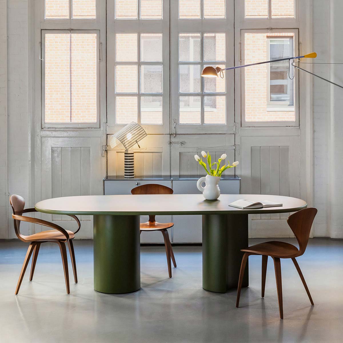 Ex Display Bol Dining Table | Matt Lacquered Algae