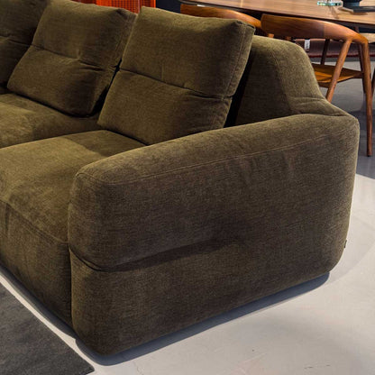 Ex Display Fedrigo 3 Seat Sofa with 3 Back Cushions | Dark Green Tobia Upholstery