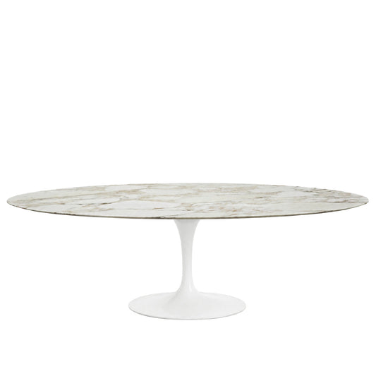 Sale Saarinen Oval Table 198cm | Satin Calacatta Marble Top and White Base