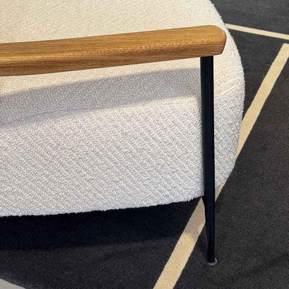 Ex Display Sejour Lounge Chair with Arms | Lupo Special Diagonal Boucle 007 and Matt Black Frame with Oiled Oak Arms