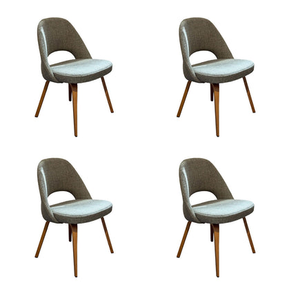 Ex Display Set of 4 Conference Side Chairs Relax | Moss Tosca Fabric Upholstery and Natural Wooden Legs