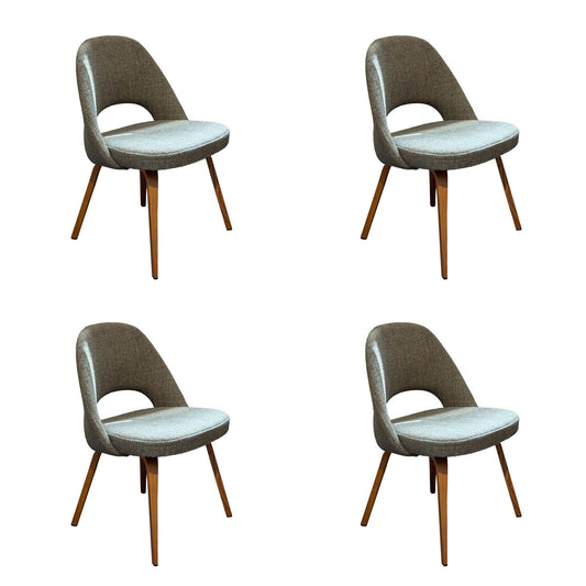 Ex Display Set of 4 Conference Side Chairs Relax | Moss Tosca Fabric Upholstery and Natural Wooden Legs