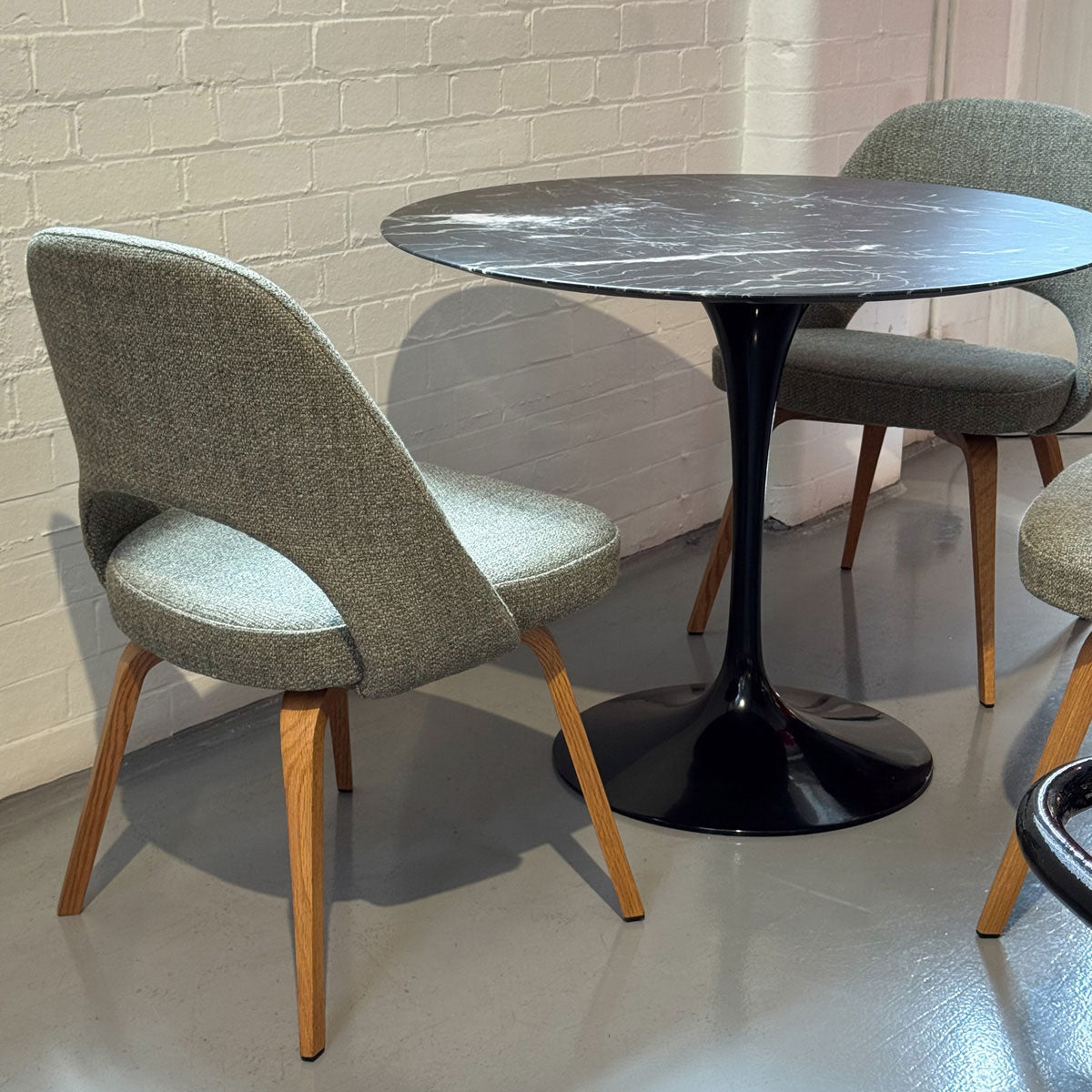 Ex Display Set of 4 Conference Side Chairs Relax | Moss Tosca Fabric Upholstery and Natural Wooden Legs
