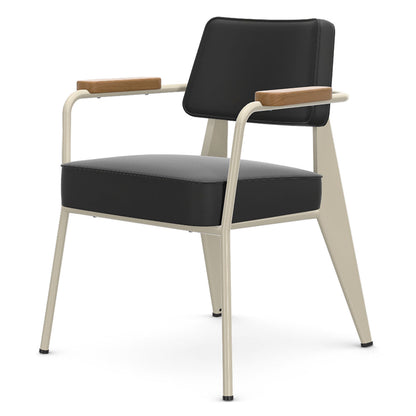 Fauteuil Direction | Premium Leather Asphalt 67 with Ecru Frame