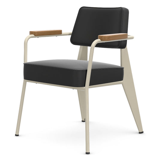 Fauteuil Direction | Premium Leather Asphalt 67 with Ecru Frame