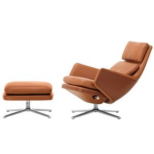 Grand Relax Lounge Chair & Ottoman | Dark Cognac Forte and Cognac Premium Leathers