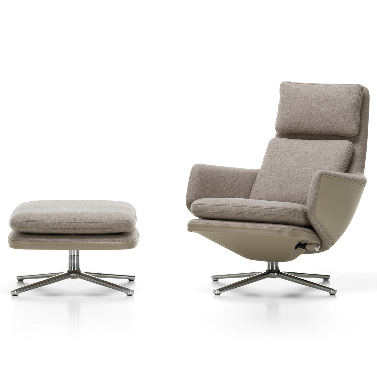 Grand Relax Lounge Chair & Ottoman | Sand Forte Leather Fossil Cosy 02