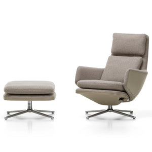 Grand Relax Lounge Chair & Ottoman | Sand Forte Leather Fossil Cosy 02