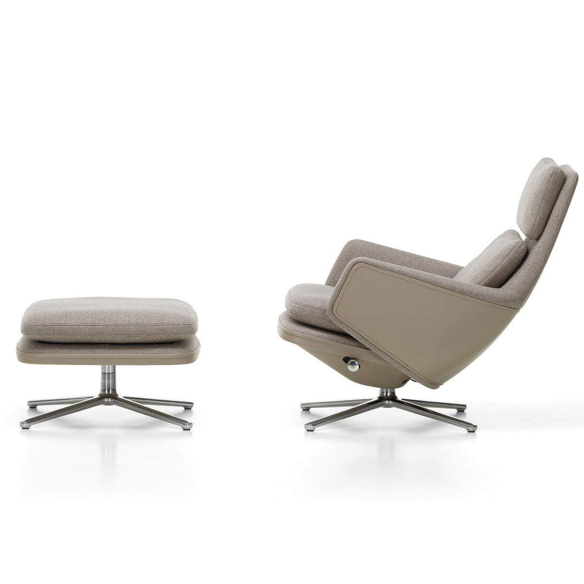 Grand Relax Lounge Chair & Ottoman | Sand Forte Leather Fossil Cosy 02