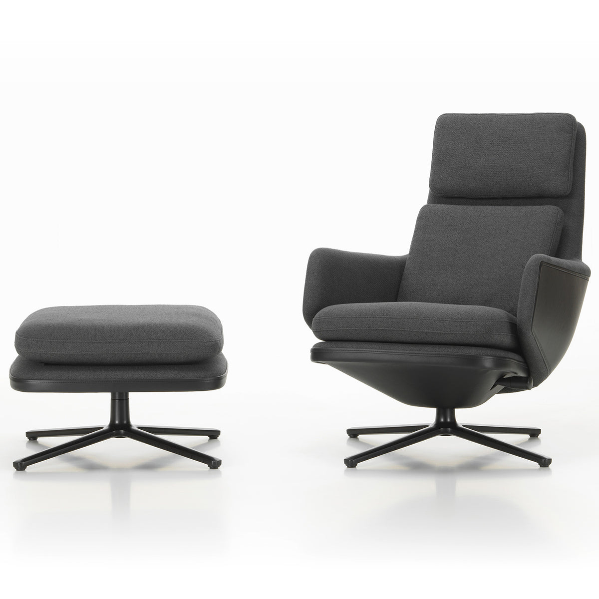 Grand Relax Lounge Chair & Ottoman | Nero Forte Leather Carbon Black Dumet 33