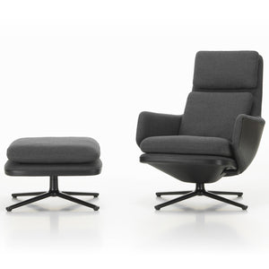 Grand Relax Lounge Chair & Ottoman | Nero Forte Leather Carbon Black Dumet 33